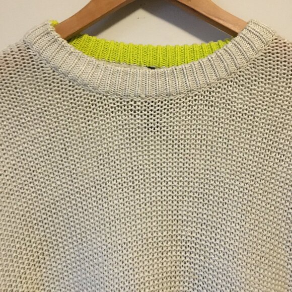Design Lab Grey and Acid Yellow Slouchy Knit Sweater - Picture 4 of 13